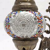 Close-up of Multicolor multicolor jewel mosaic glass globe pattern — wall sconce (ENV APN1013)