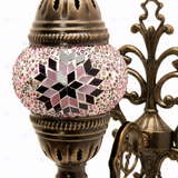 Close-up of Pink pink rose mosaic glass globe pattern — wall sconce (ENV APN1034)