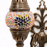Close-up of Multicolor multicolor jewel mosaic glass globe pattern — wall sconce (ENV APN1061)