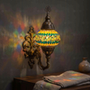 Multicolor multicolor jewel Turkish mosaic wall sconce in styled room — handmade Moroccan wall sconce (ENV APN2003)