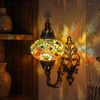 Multicolor multicolor jewel Turkish mosaic wall sconce in styled room — handmade Moroccan wall sconce (ENV APN3004)