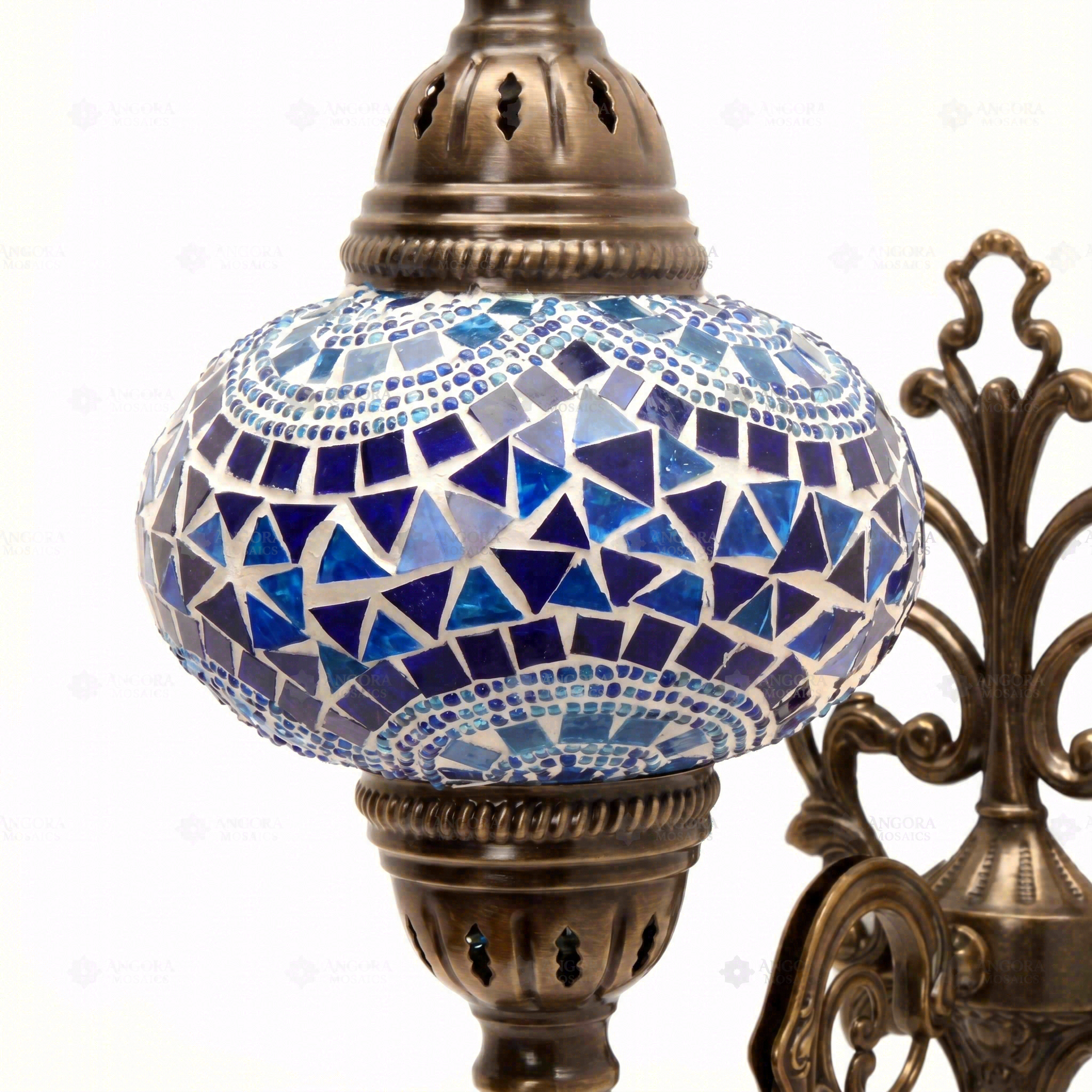 Close-up of Blue blue jewel mosaic glass globe pattern — wall sconce (ENV APN3005)