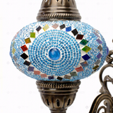 Close-up of Blue blue jewel mosaic glass globe pattern — wall sconce (ENV APN3006)