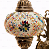Close-up of Multicolor multicolor jewel mosaic glass globe pattern — wall sconce (ENV APN3010)