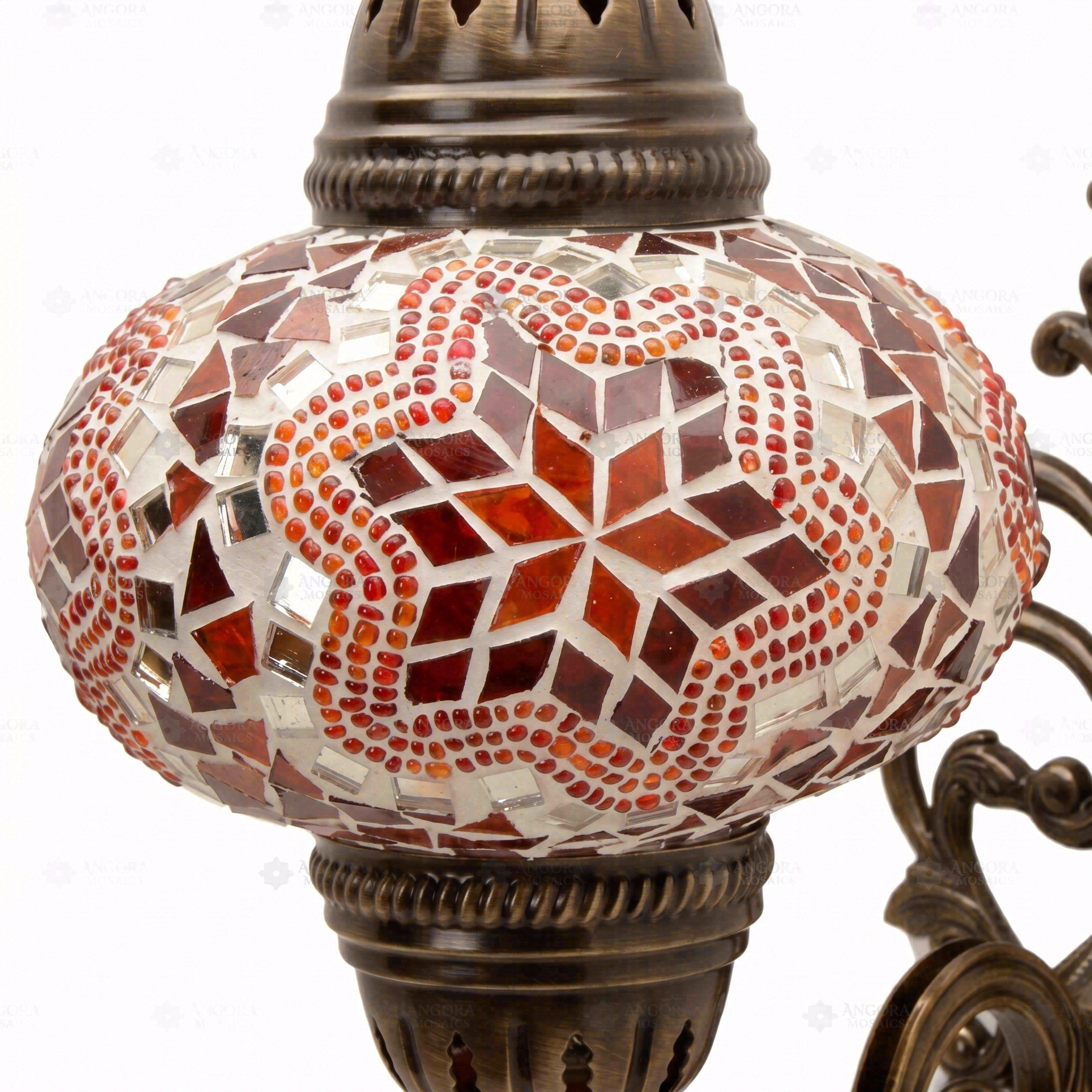 Close-up of Amber warm amber mosaic glass globe pattern — wall sconce (ENV APN3011)