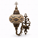 Full view of handmade Multicolor multicolor jewel Turkish mosaic wall sconce on white background (ENV APN3013)