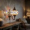 Multicolor multicolor jewel Turkish mosaic wall sconce in styled room — handmade Moroccan wall sconce (ENV APN3014)