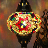Lit close-up of mosaic glass globe — Multicolor wall sconce glowing (ENV APN3017)