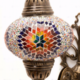 Close-up of Multicolor multicolor jewel mosaic glass globe pattern — wall sconce (ENV APN3018)
