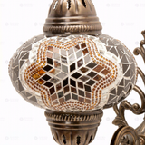 Close-up of Warm Tones mixed warm mosaic glass globe pattern — wall sconce (ENV APN3019)