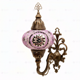 Full view of handmade Pink pink rose Turkish mosaic wall sconce on white background (ENV APN3020)