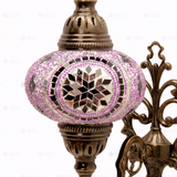 Close-up of Pink pink rose mosaic glass globe pattern — wall sconce (ENV APN3020)