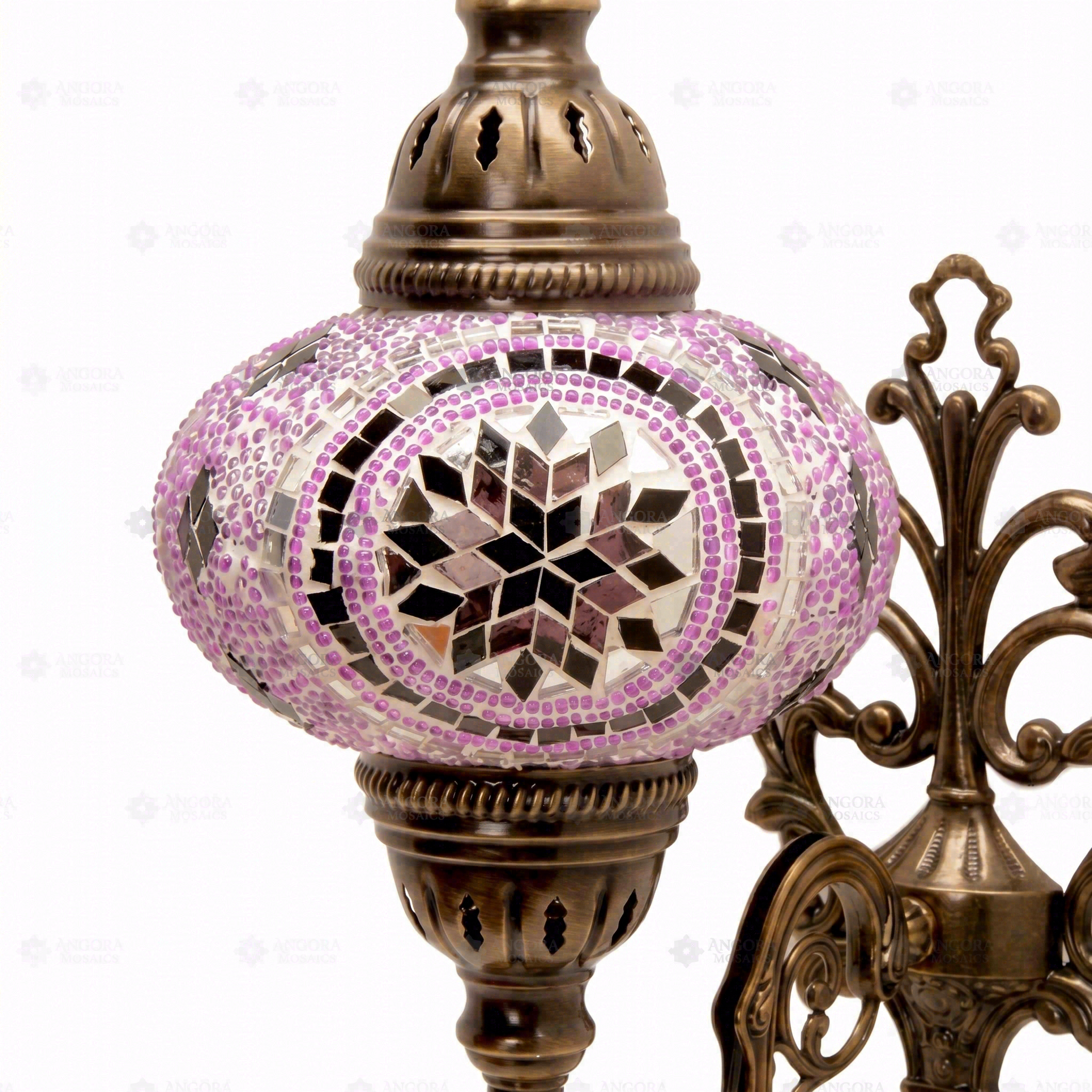 Close-up of Pink pink rose mosaic glass globe pattern — wall sconce (ENV APN3020)