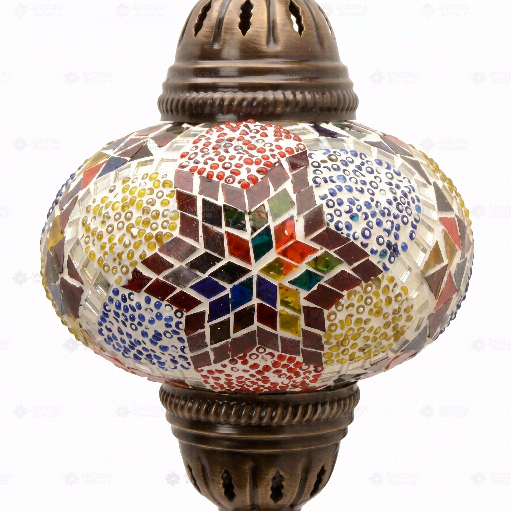 Close-up of Multicolor multicolor jewel mosaic glass globe pattern — wall sconce (ENV APN3024)