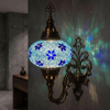 Blue blue jewel Turkish mosaic wall sconce in styled room — handmade Moroccan wall sconce (ENV APN3027)