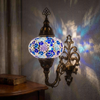 Blue blue jewel Turkish mosaic wall sconce in styled room — handmade Moroccan wall sconce (ENV APN3028)