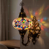 Multicolor multicolor jewel Turkish mosaic wall sconce in styled room — handmade Moroccan wall sconce (ENV APN3029)
