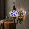 Blue blue jewel Turkish mosaic wall sconce in styled room — handmade Moroccan wall sconce (ENV APN3039)