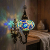 Blue blue jewel Turkish mosaic wall sconce in styled room — handmade Moroccan wall sconce (ENV APN3040)