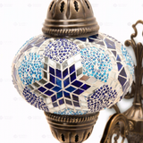 Close-up of Blue blue jewel mosaic glass globe pattern — wall sconce (ENV APN3040)