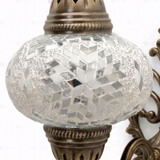 Close-up of White white glow mosaic glass globe pattern — wall sconce (ENV APN3043)