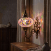 Pink pink rose Turkish mosaic wall sconce in styled room — handmade Moroccan wall sconce (ENV APN3046)