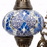 Close-up of Blue blue jewel mosaic glass globe pattern — wall sconce (ENV APN3053)