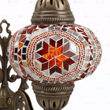 Close-up of Red ruby red mosaic glass globe pattern — wall sconce (ENV APN3056)