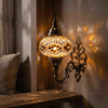 Amber warm amber Turkish mosaic wall sconce in styled room — handmade Moroccan wall sconce (ENV APN3057)