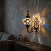 Warm Tones mixed warm Turkish mosaic wall sconce in styled room — handmade Moroccan wall sconce (ENV APN3063)