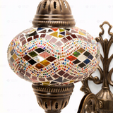 Close-up of Multicolor multicolor jewel mosaic glass globe pattern — wall sconce (ENV APN3074)