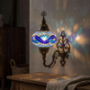 Blue blue jewel Turkish mosaic wall sconce in styled room — handmade Moroccan wall sconce (ENV APN3094)