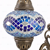 Close-up of Blue blue jewel mosaic glass globe pattern — wall sconce (ENV APN3094)
