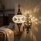 Clear clear neutral Turkish mosaic wall sconce in styled room — handmade Moroccan wall sconce (ENV APN3098)