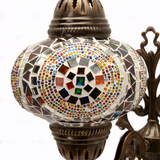 Close-up of Multicolor multicolor jewel mosaic glass globe pattern — wall sconce (ENV APN3099)