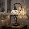 White white glow Turkish mosaic table lamp in styled room — handmade Moroccan table lamp (ENV DVN1001)
