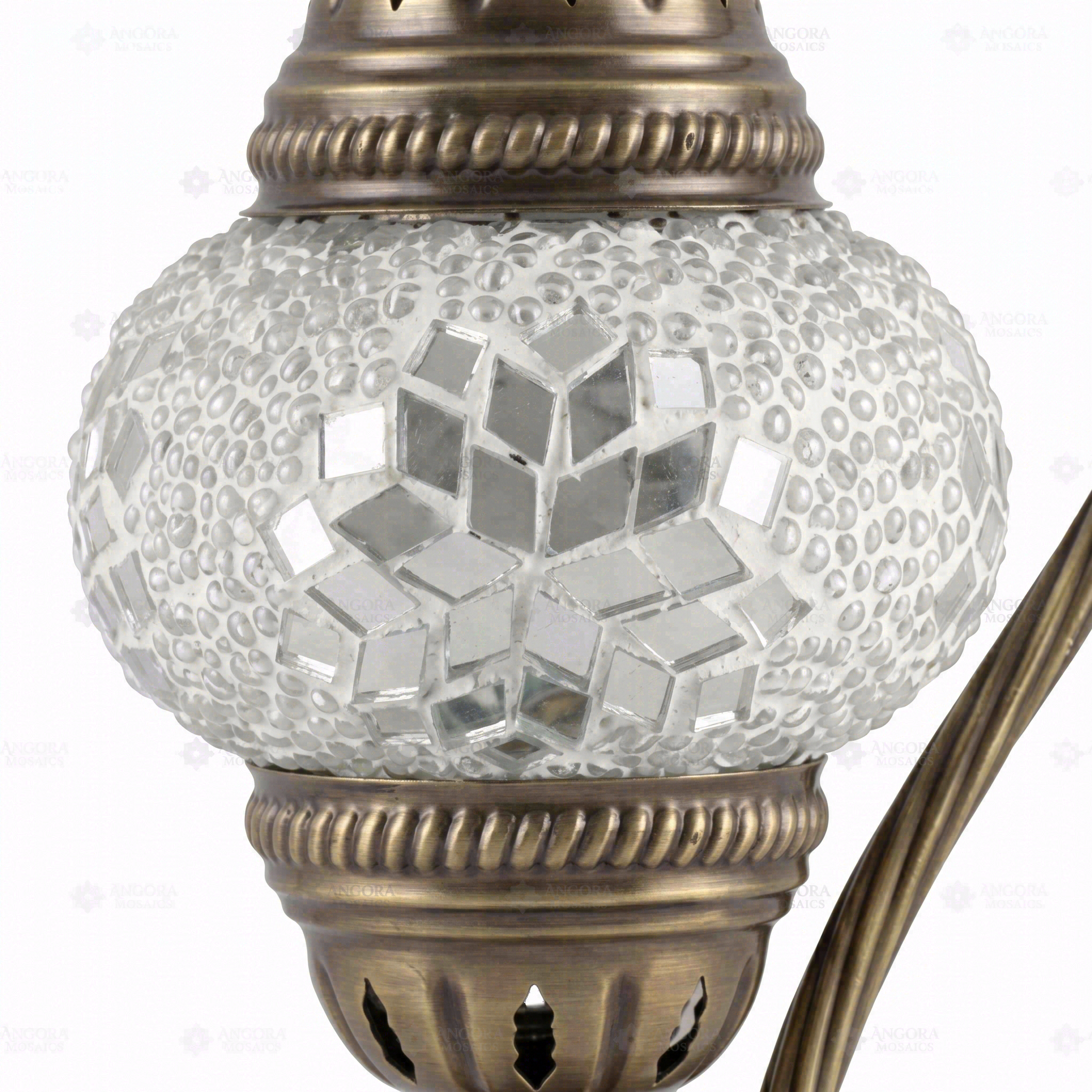 Close-up of White white glow mosaic glass globe pattern — table lamp (ENV DVN1001)