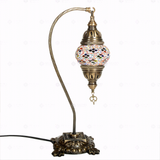 Full view of handmade Multicolor multicolor jewel Turkish mosaic table lamp on white background (ENV DVN1010)