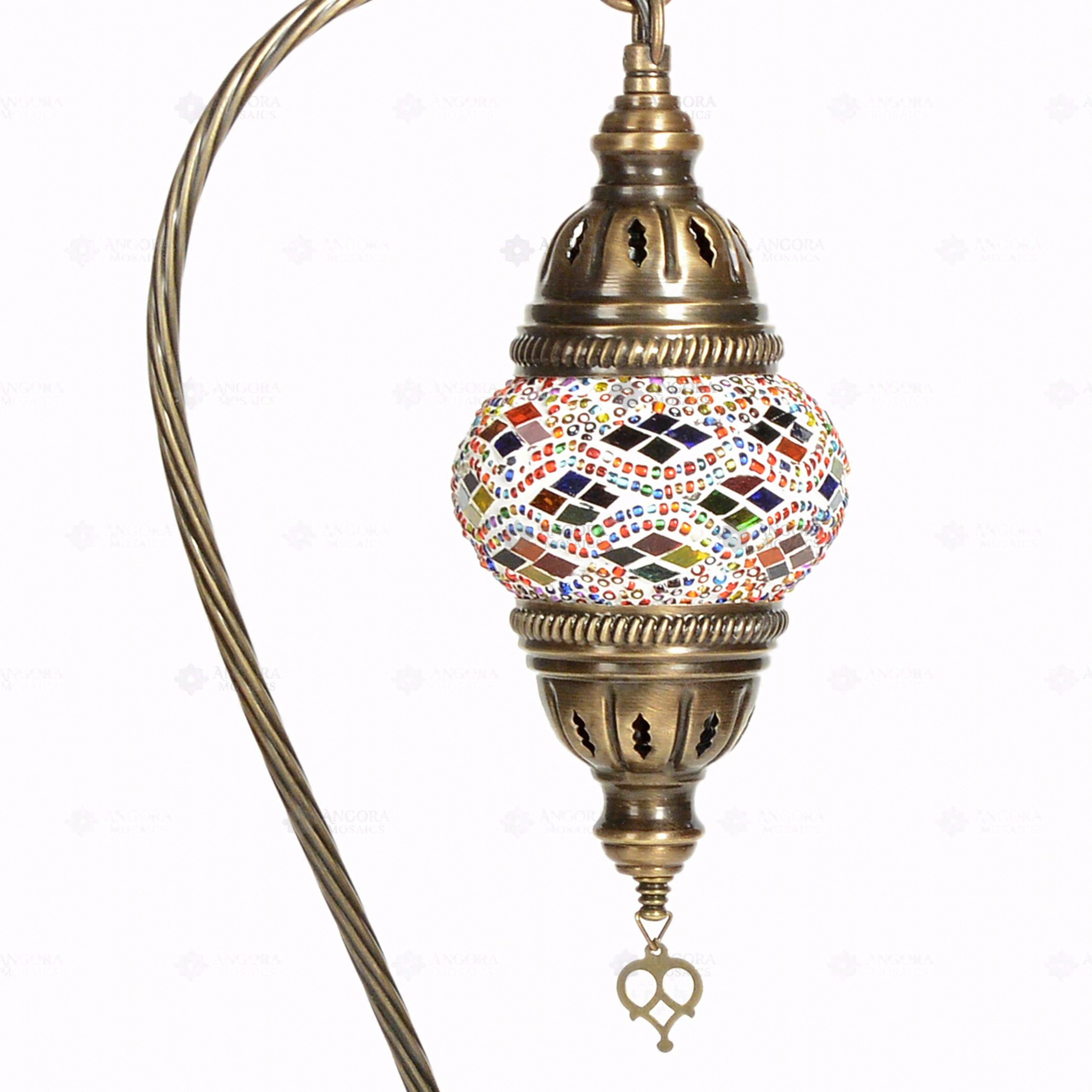 Close-up of Multicolor multicolor jewel mosaic glass globe pattern — table lamp (ENV DVN1010)