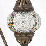 Close-up of Multicolor multicolor jewel mosaic glass globe pattern — table lamp (ENV DVN1013)