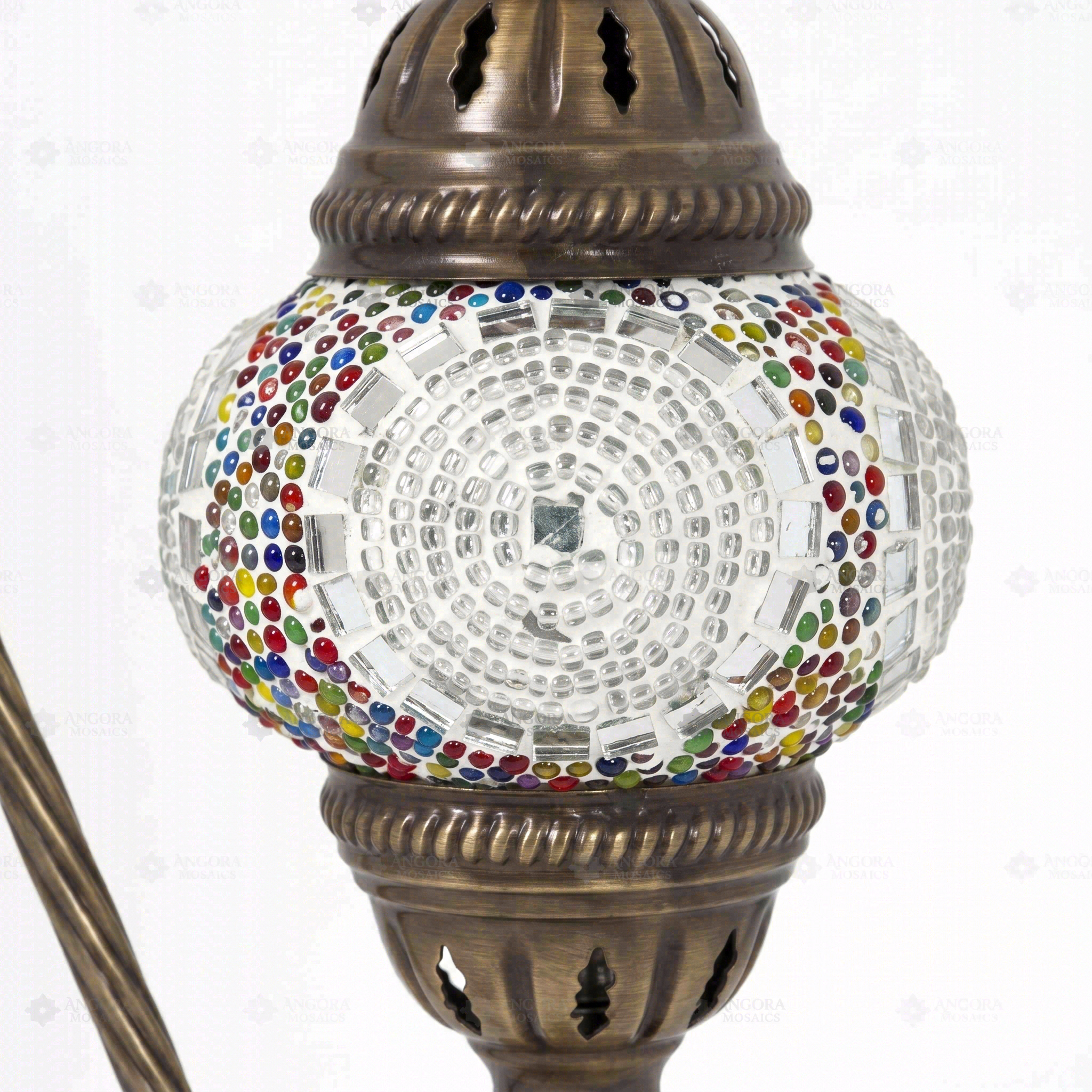 Close-up of Multicolor multicolor jewel mosaic glass globe pattern — table lamp (ENV DVN1013)