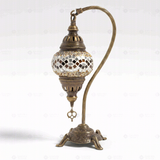Full view of handmade Clear clear neutral Turkish mosaic table lamp on white background (ENV DVN1023)