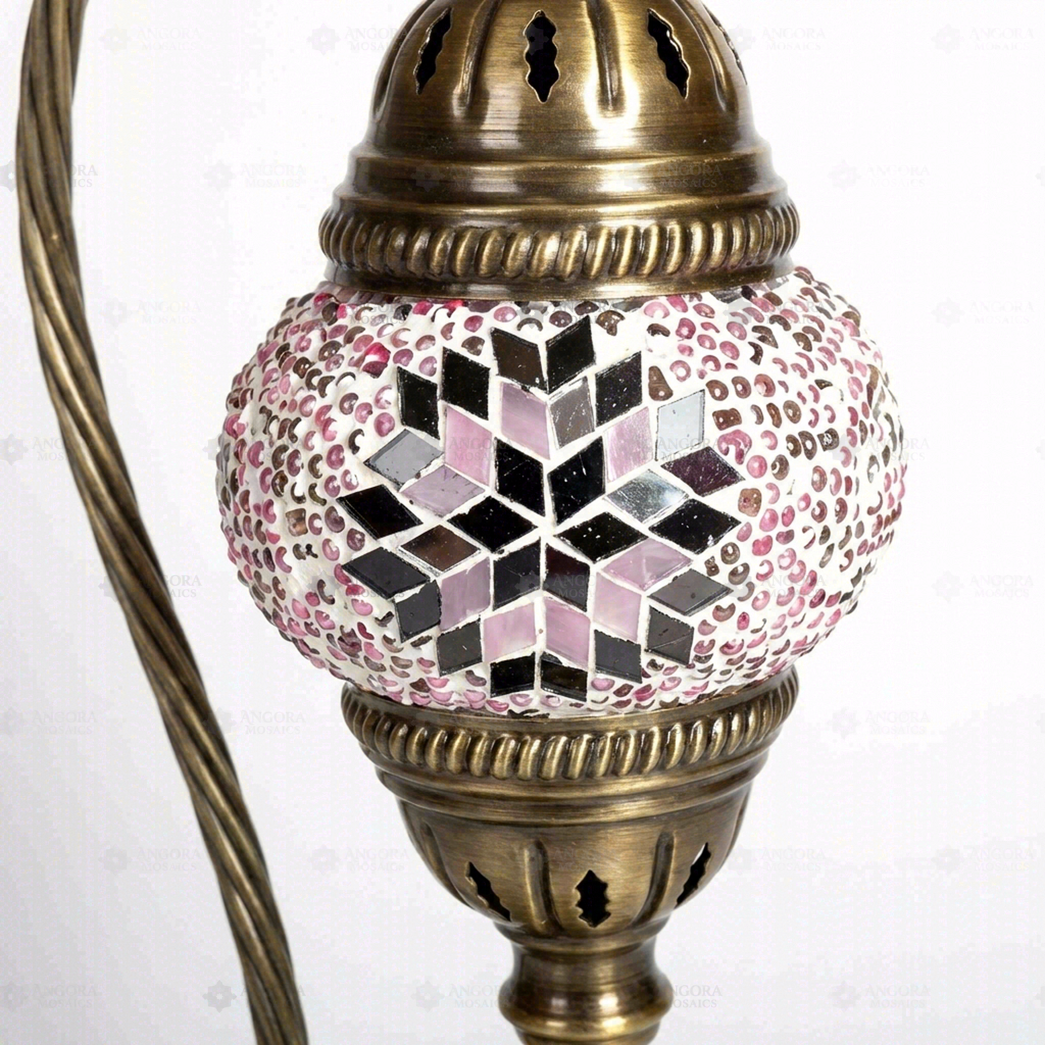 Close-up of Pink pink rose mosaic glass globe pattern — table lamp (ENV DVN1034)