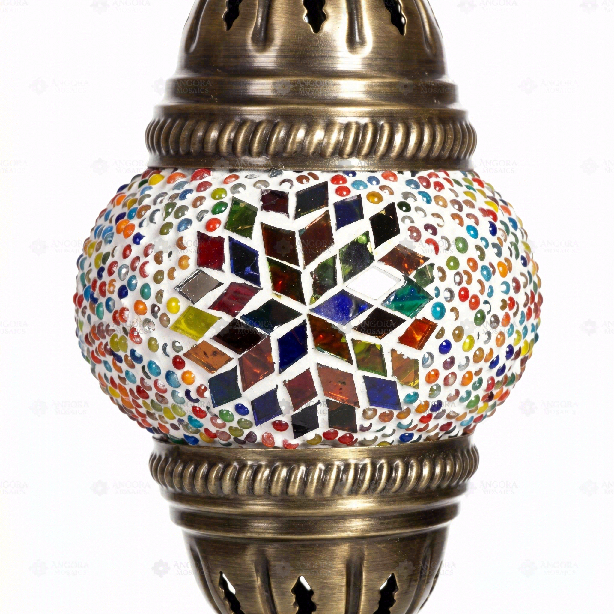 Close-up of Multicolor multicolor jewel mosaic glass globe pattern — table lamp (ENV DVN1061)