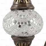 Close-up of White white glow mosaic glass globe pattern — table lamp (ENV DVN2001)