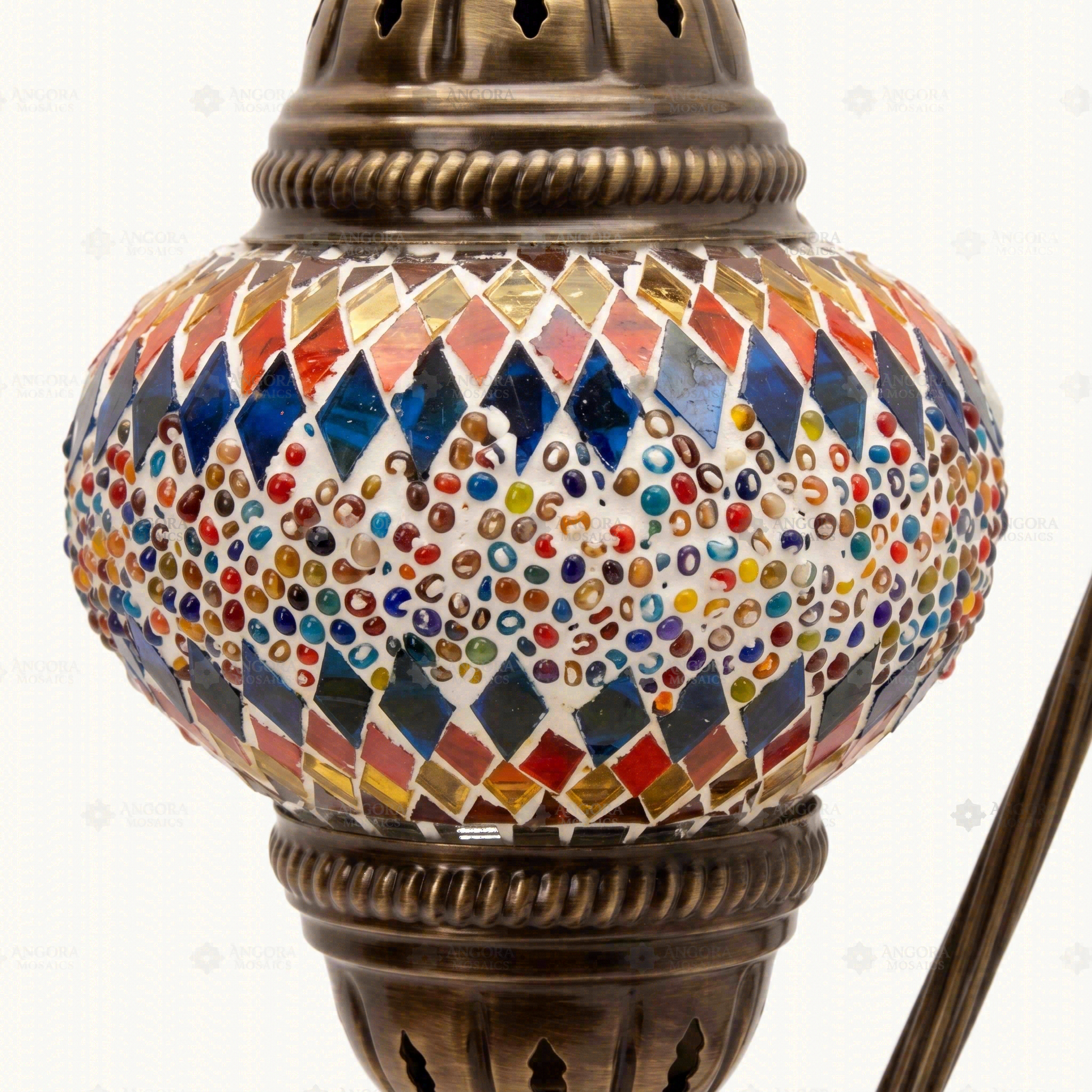 Close-up of Multicolor multicolor jewel mosaic glass globe pattern — table lamp (ENV DVN2003)