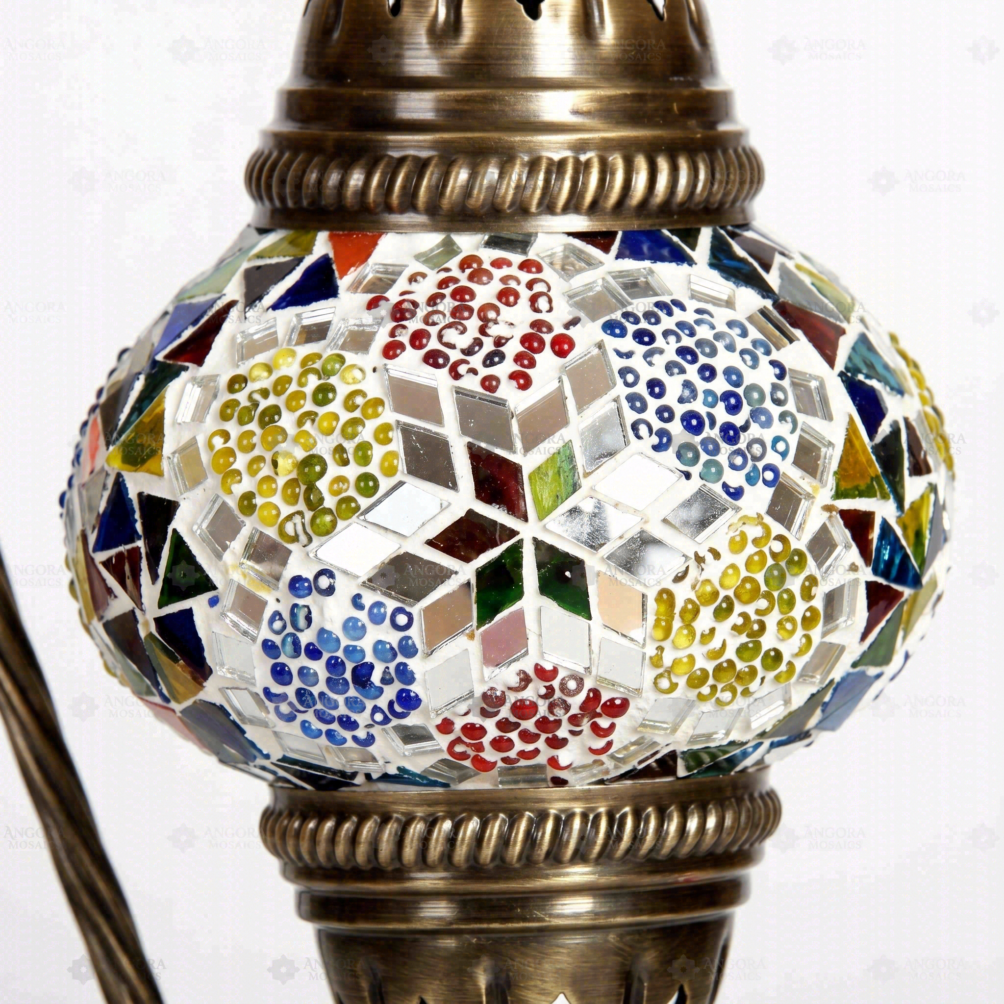 Close-up of Multicolor multicolor jewel mosaic glass globe pattern — table lamp (ENV DVN2008)