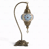 Full view of handmade Multicolor multicolor jewel Turkish mosaic table lamp on white background (ENV DVN2010)