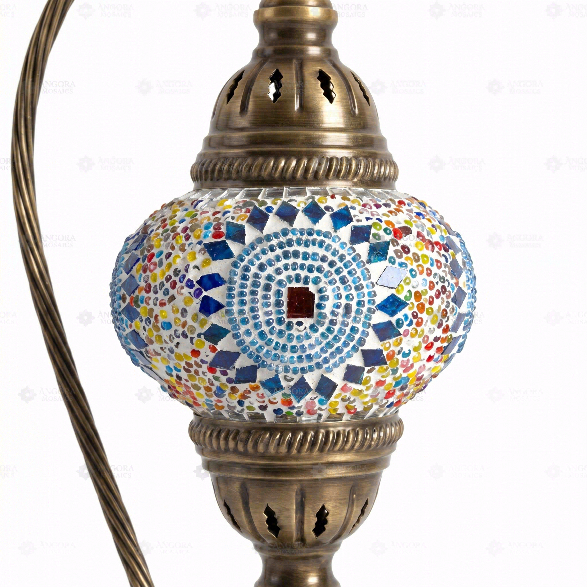 Close-up of Multicolor multicolor jewel mosaic glass globe pattern — table lamp (ENV DVN2010)