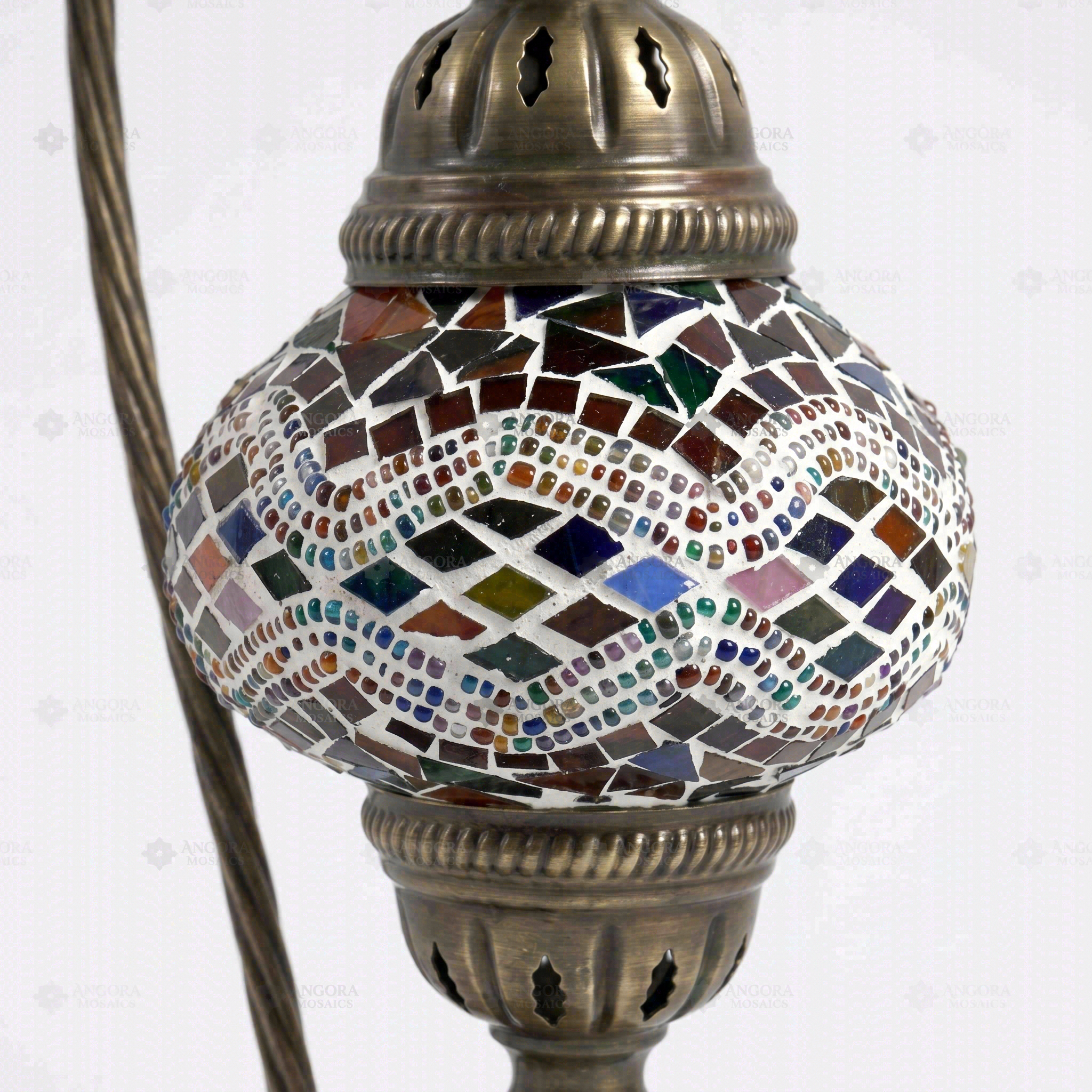 Close-up of Multicolor multicolor jewel mosaic glass globe pattern — table lamp (ENV DVN2012)